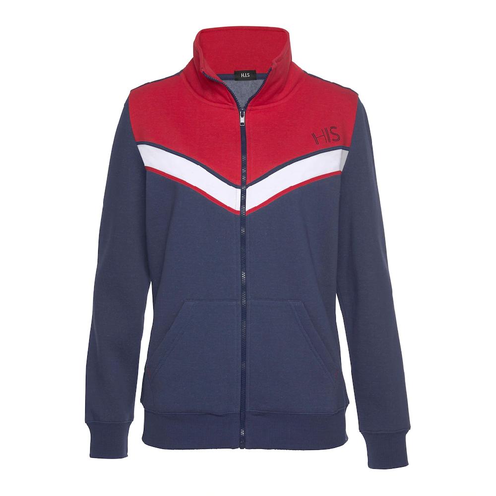 H.I.S Sweatjacke mit Kontraststreifen Loungeanzug Bestseller