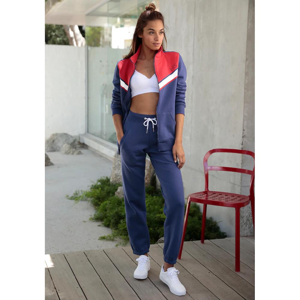 H.I.S Sweatjacke mit Kontraststreifen Loungeanzug Bestseller