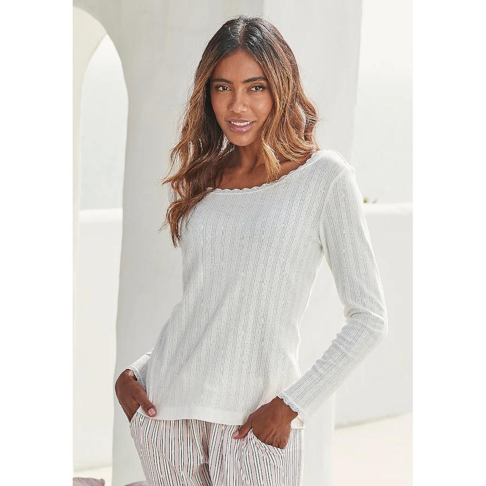 s.Oliver Pyjamaoberteil aus Ajour-Strick bestellen Preisnachlass